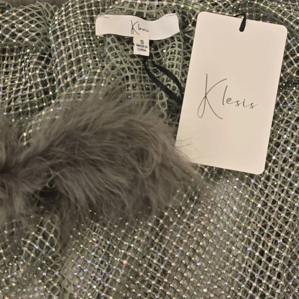 Sheer Mesh Long Sleeve Top with Fur Cuffs - Picture 4 of 7